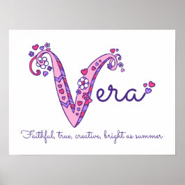 Vera initial V doodle art namn och betydelsen Poster