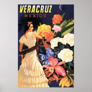 VERACRUZ MEXICO Women Dance Vintage resor Poster