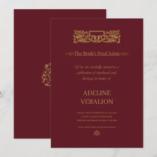 VerAlion | Burgundy & Gold Elegant Bachelorette Inbjudningar
