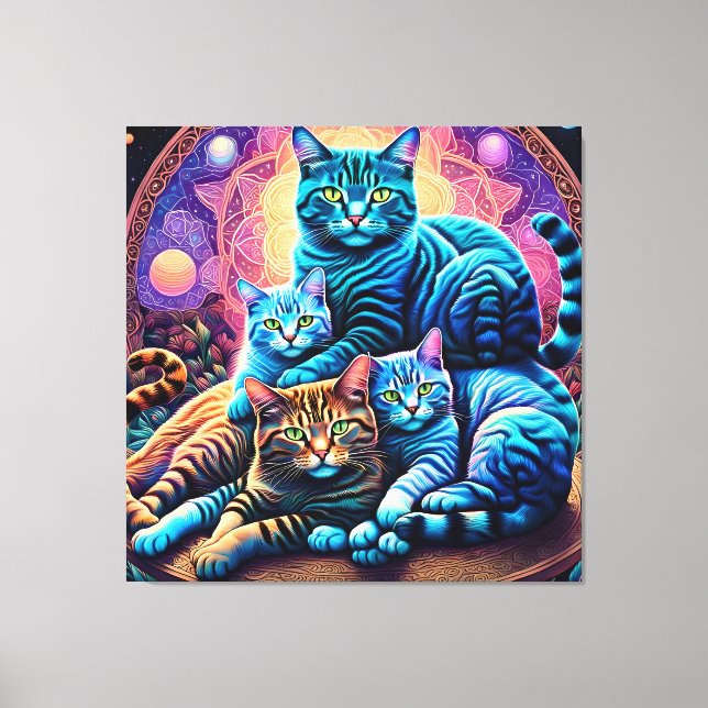 Veranda Cat Family Canvastryck (Framsida)
