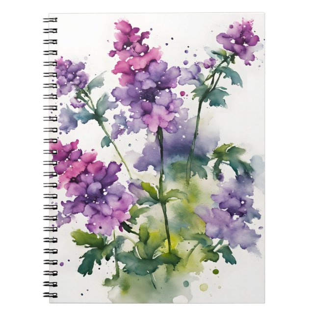 Verbena - Akvarellblommor Anteckningsbok (Framsidan)
