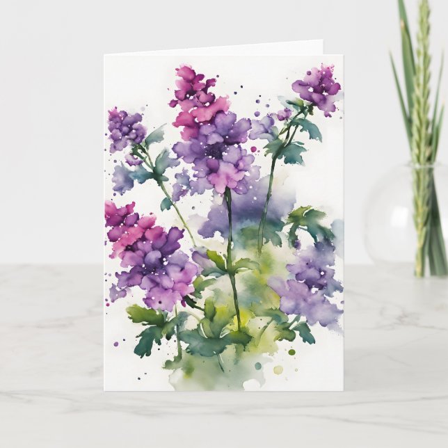 Verbena - Akvarellblommor Kort (Framsida)