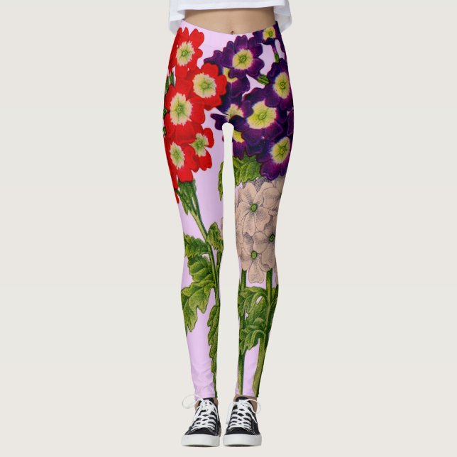 verbena-blommor i rött och lila leggings (Framsida)