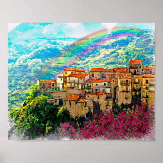 Verbicaro, en by i Kalabrien Poster