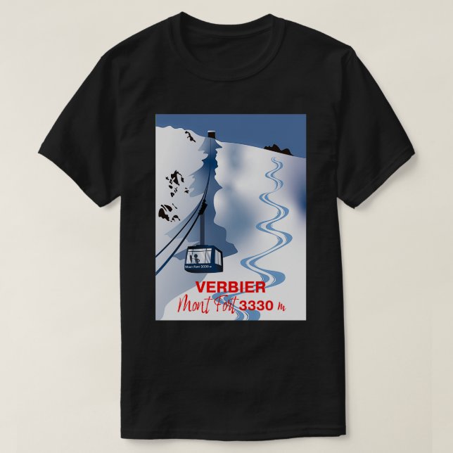 Verbier Mont Fort 3330m Schweiz T Shirt (Design framsida)