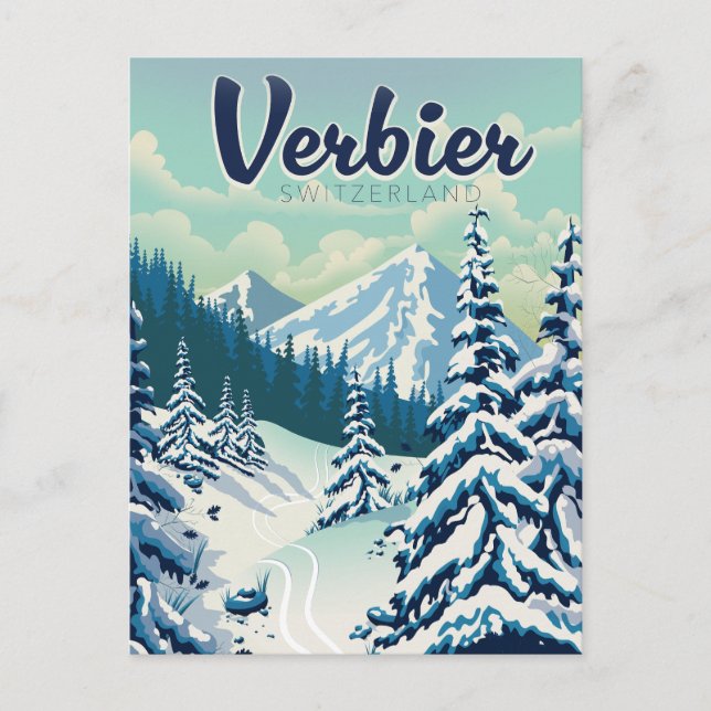 Verbier Schweiz Resa affisch Vykort (Framsida)