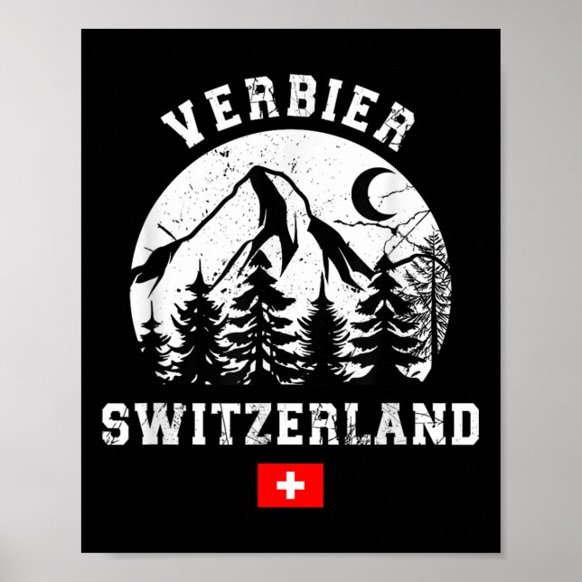 Verbier Schweiz Ski Resort Alpernas Alpine Skiing Poster (Framsidan)