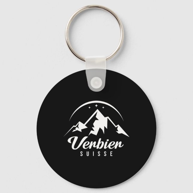 Verbier Schweiz Ski Resort Skiing Snowboarding Nyckelring (Framsida)