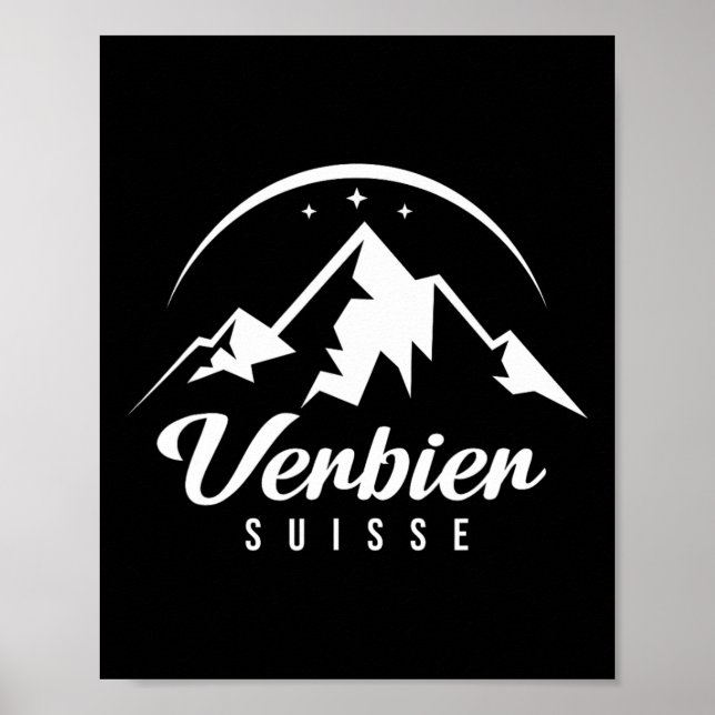 Verbier Schweiz Ski Resort Skiing Snowboarding Poster (Framsidan)