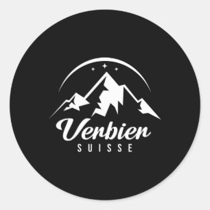 Verbier Schweiz Ski Resort Skiing Snowboarding Runt Klistermärke