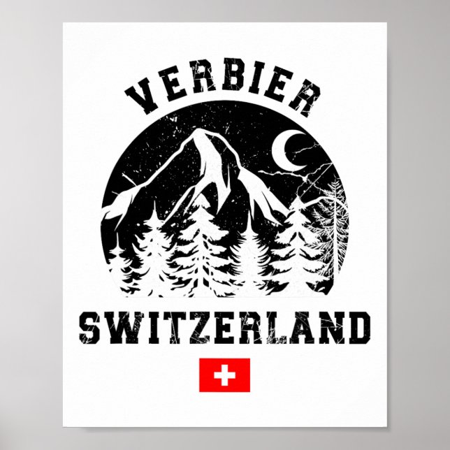 Verbier Schweiz Skidestination Alperna Alpin skids Poster (Framsidan)