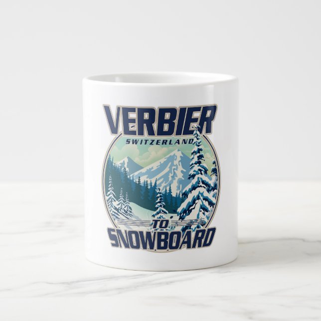 Verbier Schweiz Snowboard Resa logotyp Jumbo Mugg (Framsidan)