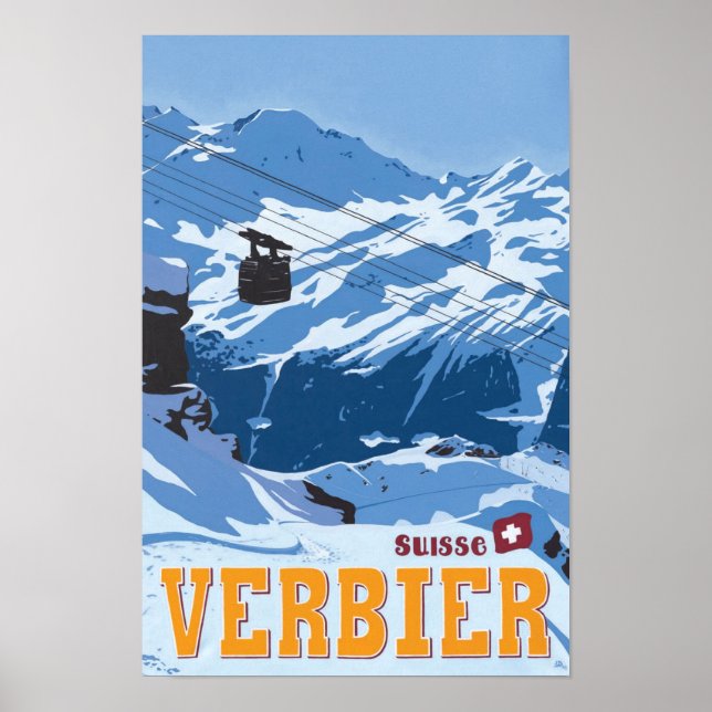 Verbier Schweiz Vintage resor Poster (Framsidan)