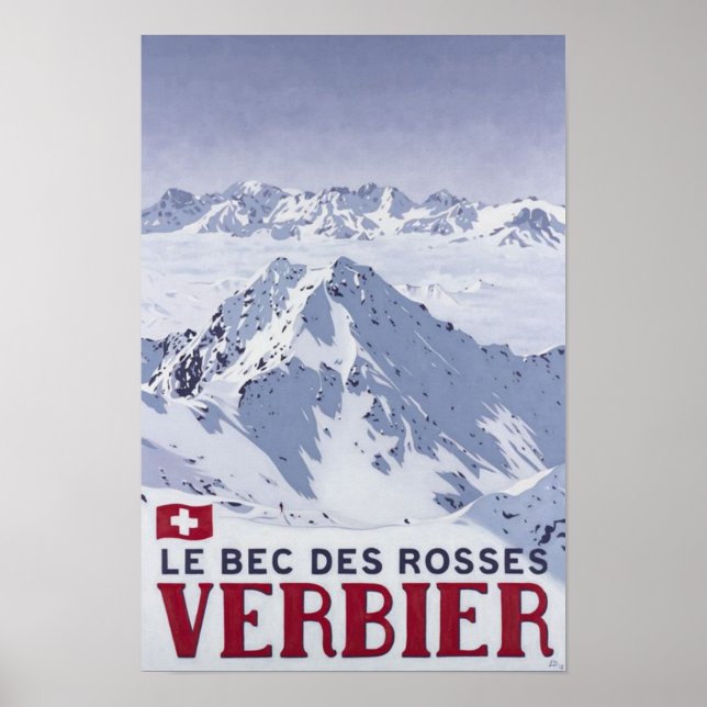 Verbier Schweiz Vintage resor Poster (Framsidan)
