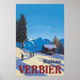 Verbier Schweiz Vintage resor Poster