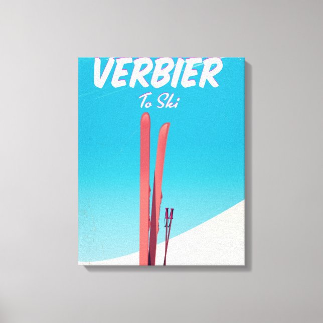 Verbier, Schweiz vintage skidestinationsaffisch. Canvastryck (Framsida)