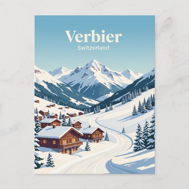 Verbier Schweiz Vykort (Framsida)