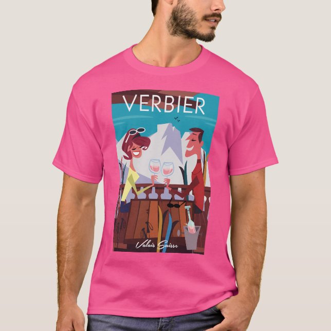 Verbier Ski Poster T Shirt (Framsida)
