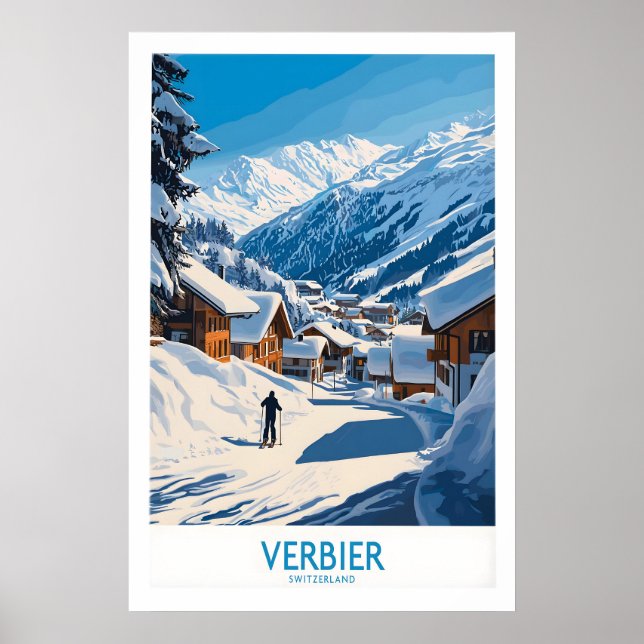 Verbier skidposter Schweiz 1 Poster (Framsidan)