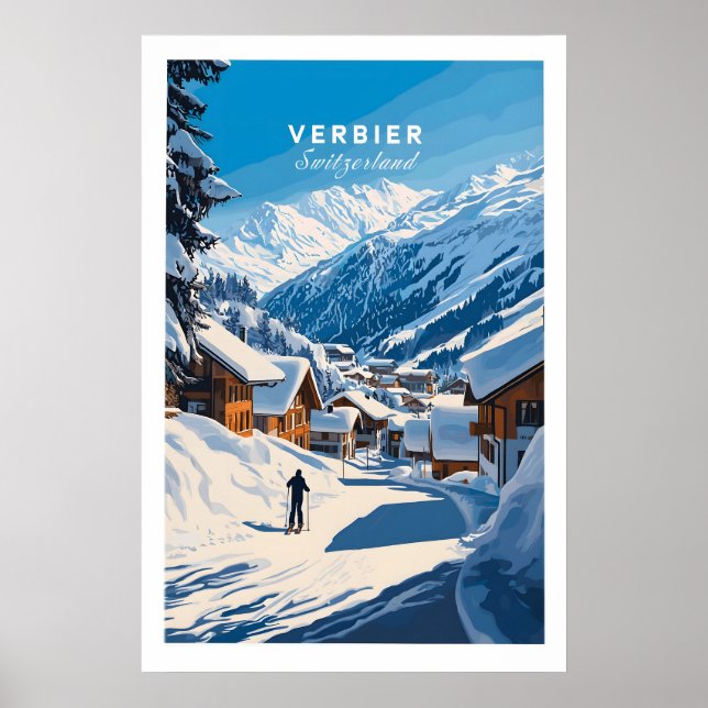 Verbier skidtryck Schweiz 1 Poster (Framsidan)