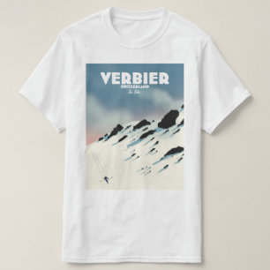 Verbier Swiss ski-reseaffisch art print. T Shirt