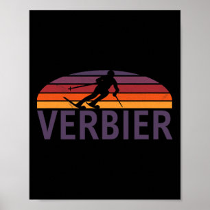 Verbier Swiss Ski Resort Snowboarding Poster