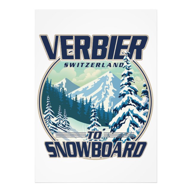 Verbier Swiss Snowboard Travel logotyp Fototryck (Framsidan)