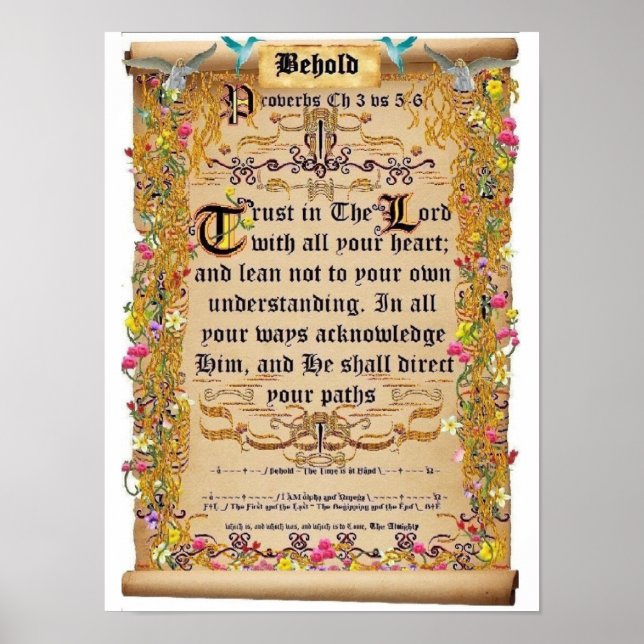 Verbs kapitel 3 verses 5-6 Trust in Lord Poster (Framsidan)