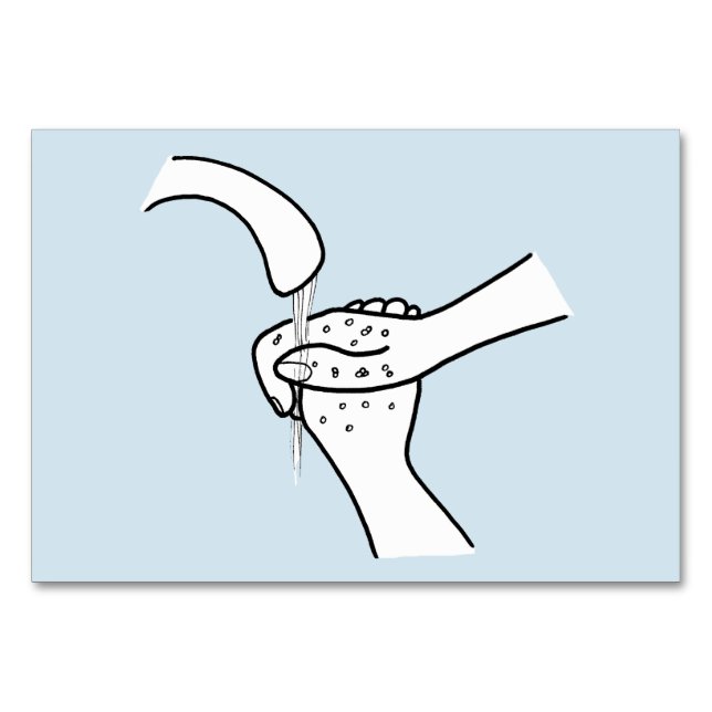 Verbs, Tvätta Händer-läsande Flash-kort för Vuxnor Bordsnummer (Framsidan)