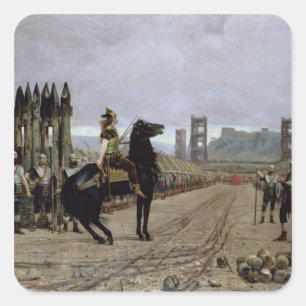 Vercingetorix före Caesar, 52 BC, 1886 Fyrkantigt Klistermärke