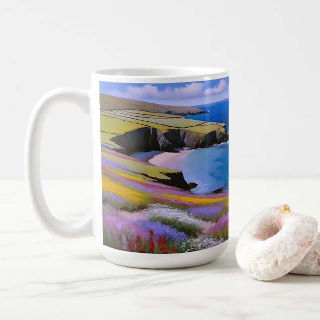 Verdant Cliffs och Azure Vågar Kaffemugg (Med munk)