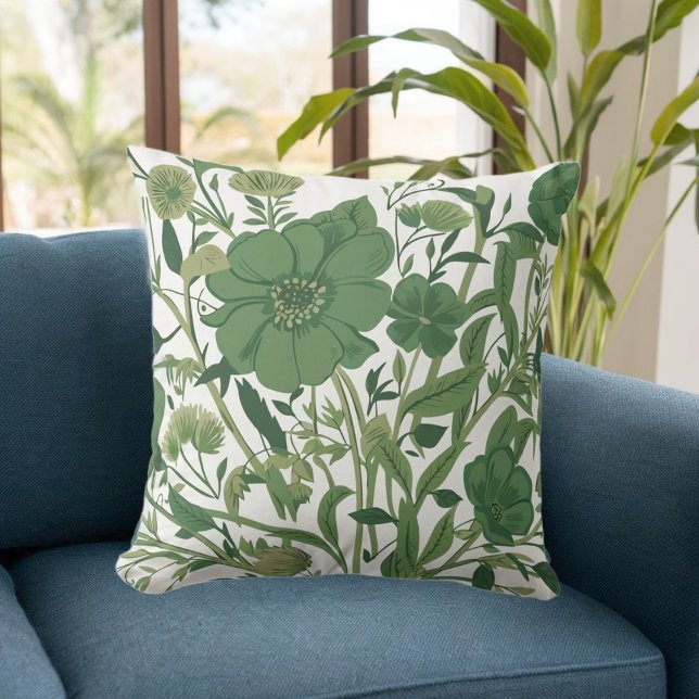 Verdant Harmony: Blommigt för Grönt av Elegant Arr Kudde (Skapare uppladdad)