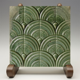 Verdant Jade Art nouveau Inspired Ceramic Tile Kakelplatta