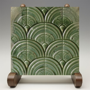 Verdant Jade Art nouveau Inspired Ceramic Tile Kakelplatta