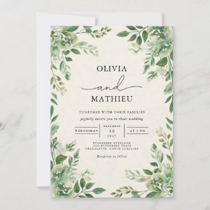 Verdant Leafy Botanique Flourish Bröllop Inbjudningar
