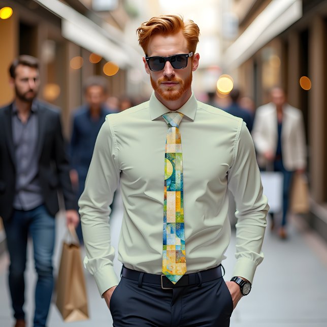 Verdant Mosaic Abstrakt Art Tie Slips (Skapare uppladdad)