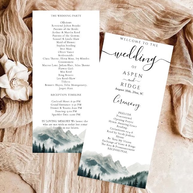 Verdant Peaks Mountain Wedding Program (Skapare uppladdad)