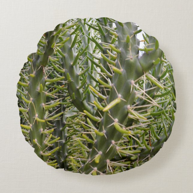 "Verdant Sentinels: The Prickly Majesty of Cactus Rund Kudde (Framsidan)