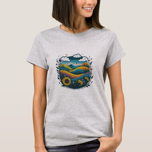 Verdant Serenity: Grönt Nature Scenery T-Shirt (Framsida)