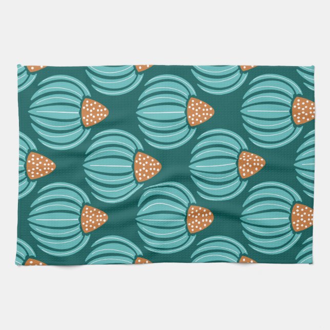 Verdant Stollig Bud-Blue Kökshandduk (Horisontell)