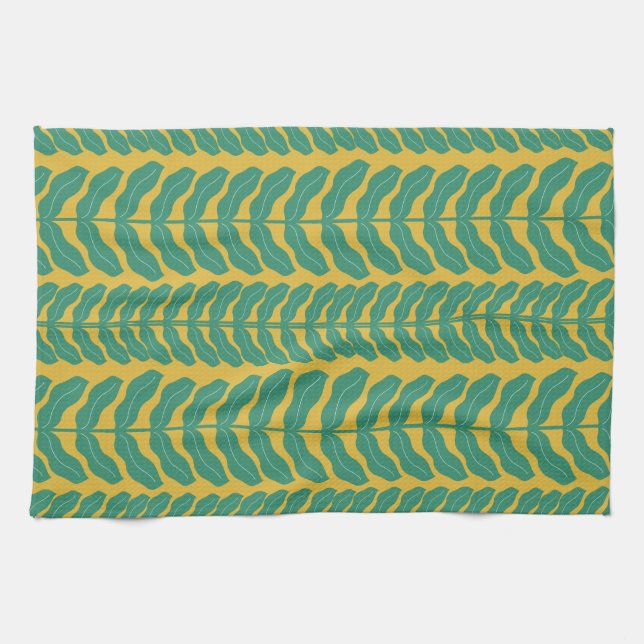Verdant Stollig Löv Gult Kökshandduk (Horisontell)
