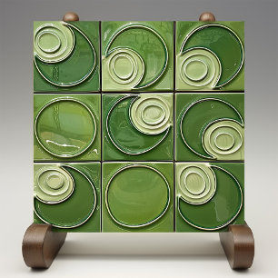 Verdant Swirl Faux Relief Ceramic Tile Kakelplatta