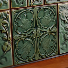 Verdant Symphony Art nouveau Ceramic Tile Kakelplatta