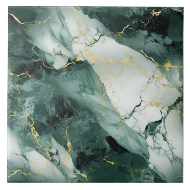 Verdant Vein Guld Marble Tile Kakelplatta (Framsidan)