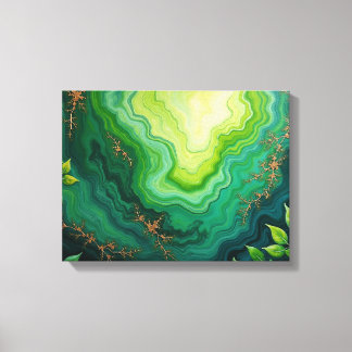 Verdant Veins – 16"x12" Jungle Flow Abstract Fluid Canvastryck