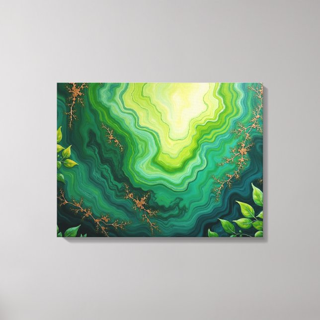 Verdant Veins – 24"x18" Jungle Flow Abstract Fluid Canvastryck (Framsida)