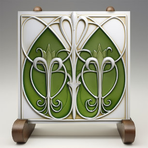 Verdant Vines Art nouveau Kakelplatta