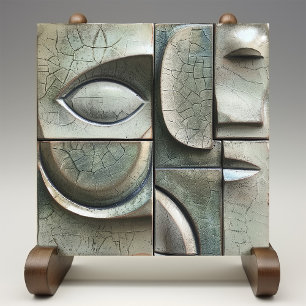 Verdant Vision - Abstrakt Kuba Ceramic Tile Kakelplatta