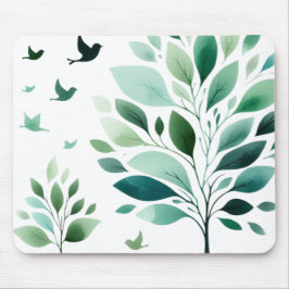 Verdant Whispers Chickadee Mousepad Musmatta