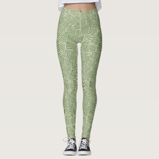 Verdant Woven Linjer | Modern geometri i medelårhu Leggings